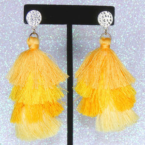Yellow Tassel post Earrings